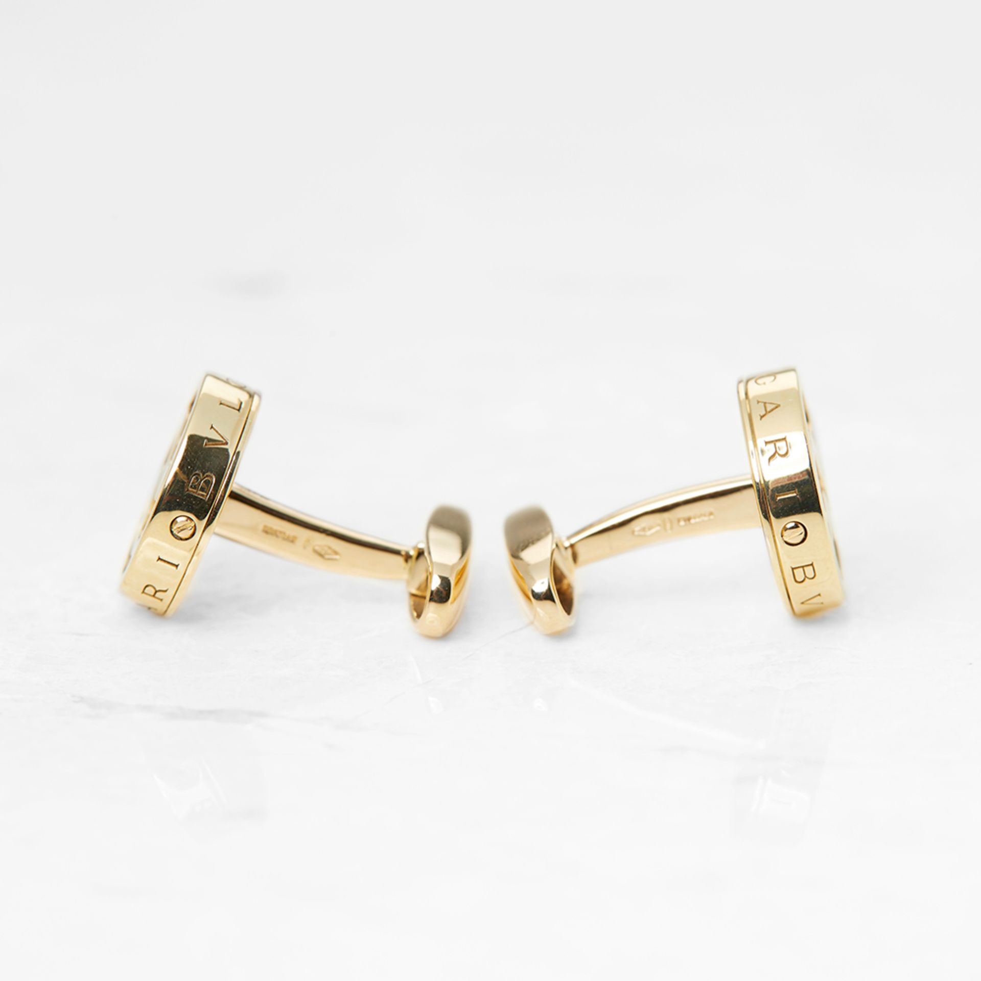 Bulgari 18k Yellow Gold Mother of Pearl Cufflinks - Image 3 of 6