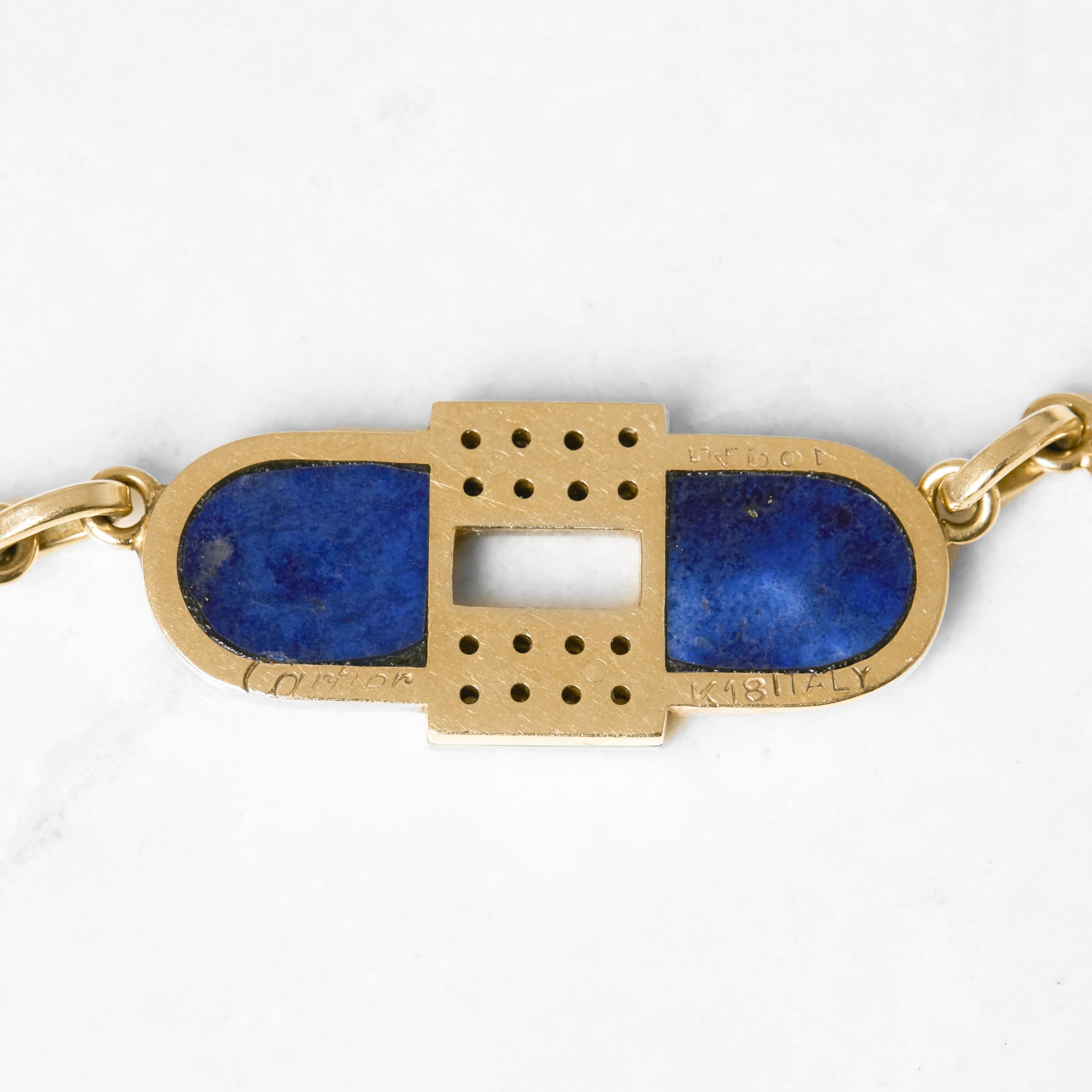 Cartier 18k Yellow Gold Lapis Lazuli & Diamond Necklace - Image 10 of 10