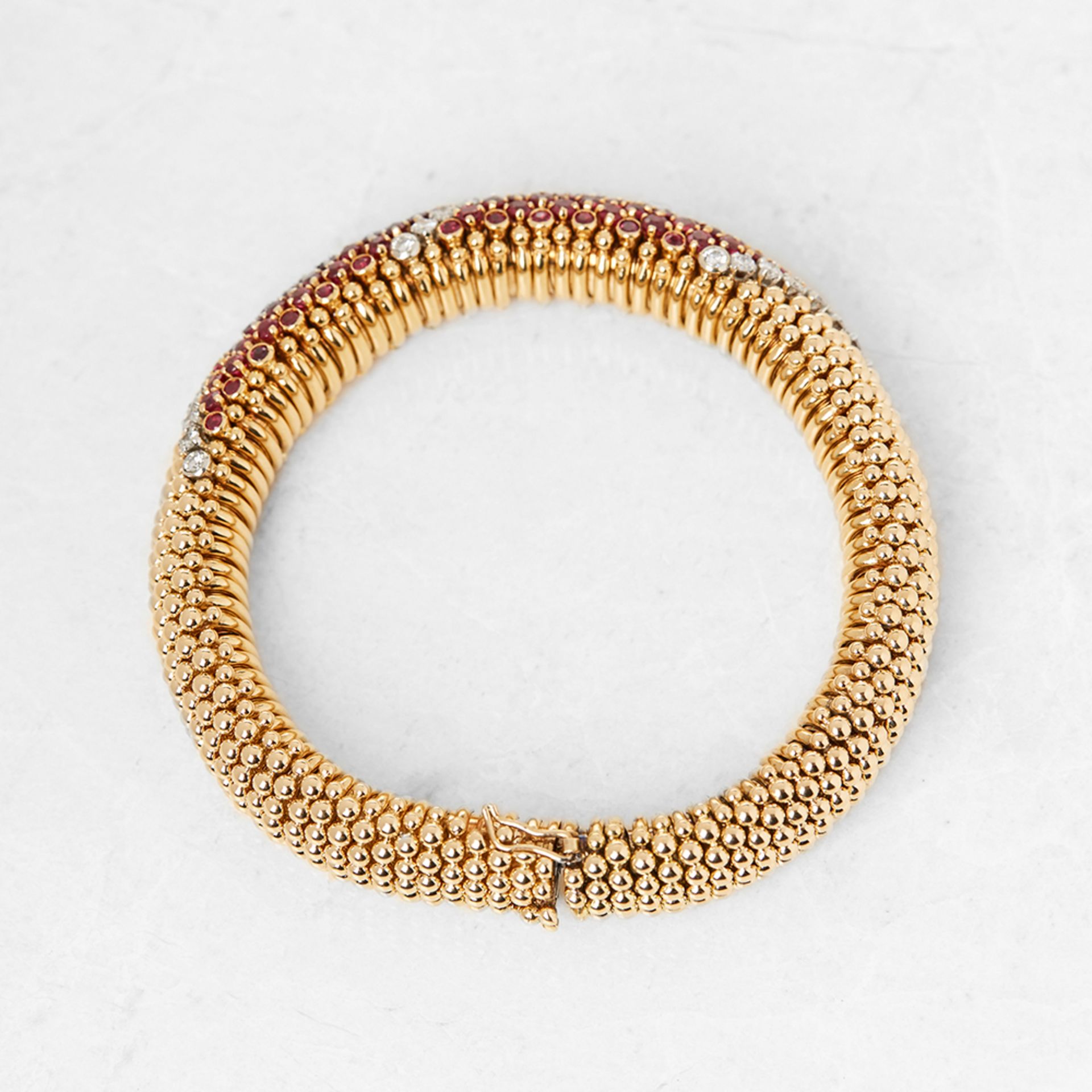 Van Cleef & Arpels 18k Yellow Gold Ruby & Diamond Vintage Bracelet - Image 4 of 7