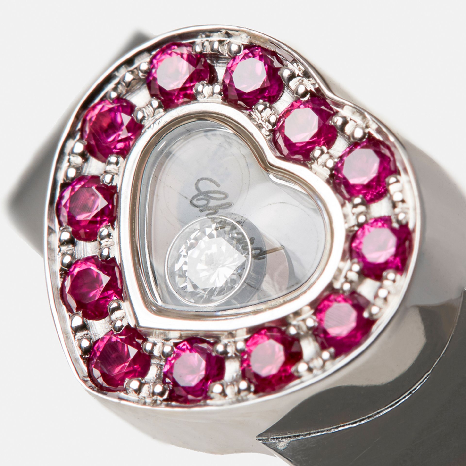 Chopard 18k White Gold Happy Diamonds Ruby Ring - Image 5 of 7