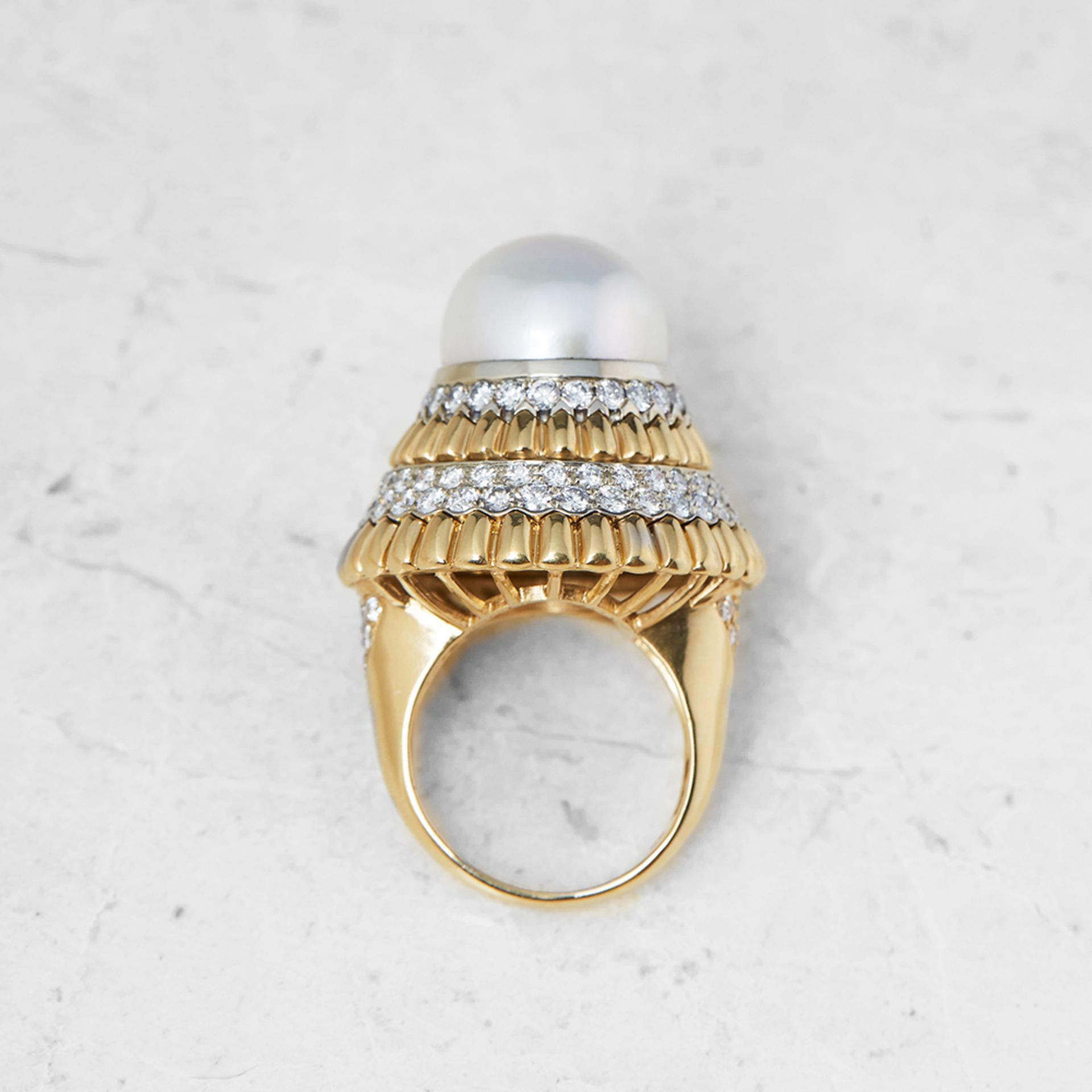 Van Cleef & Arpels 18k Yellow Gold Pearl & Diamond Ring - Image 8 of 28