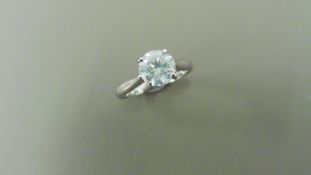 2.10ct diamond solitaire ring set in platinum. Brilliant cut diamond, I colour and I1 clarity. 4