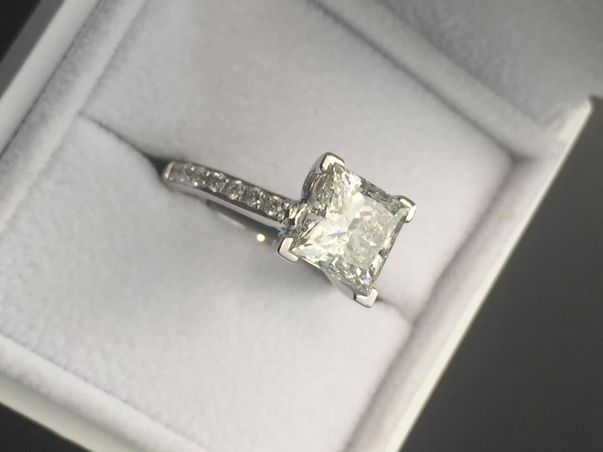 2.09ct diamond set solitaire ring with a princess cut diamond, H colour and si2 clarity on an EGL - Image 2 of 3