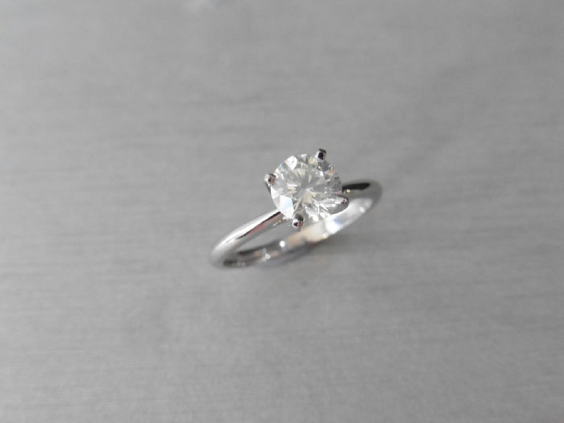 1.06ct diamond solitaire ring with a brilliant cut diamond. H colour and I1 clarity. Set in 18ct