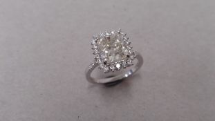 3.51ct radiant cut diamond set solitaire ring set 18ct white gold. Centre stone J colour, si1