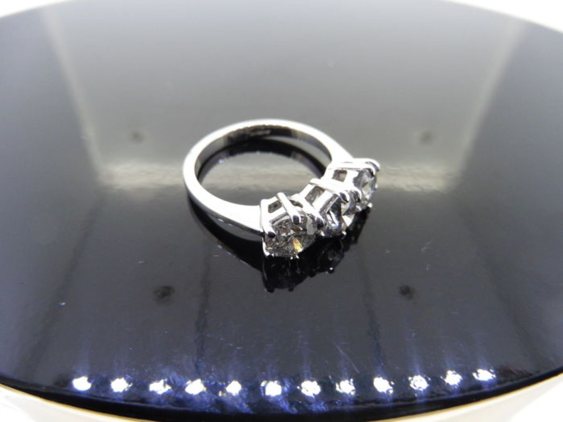 3.02ct diamond trilogy ring. 3 brilliant cut diamonds ( enhanced stones ) I/J colour, P1 clarity. - Image 3 of 3