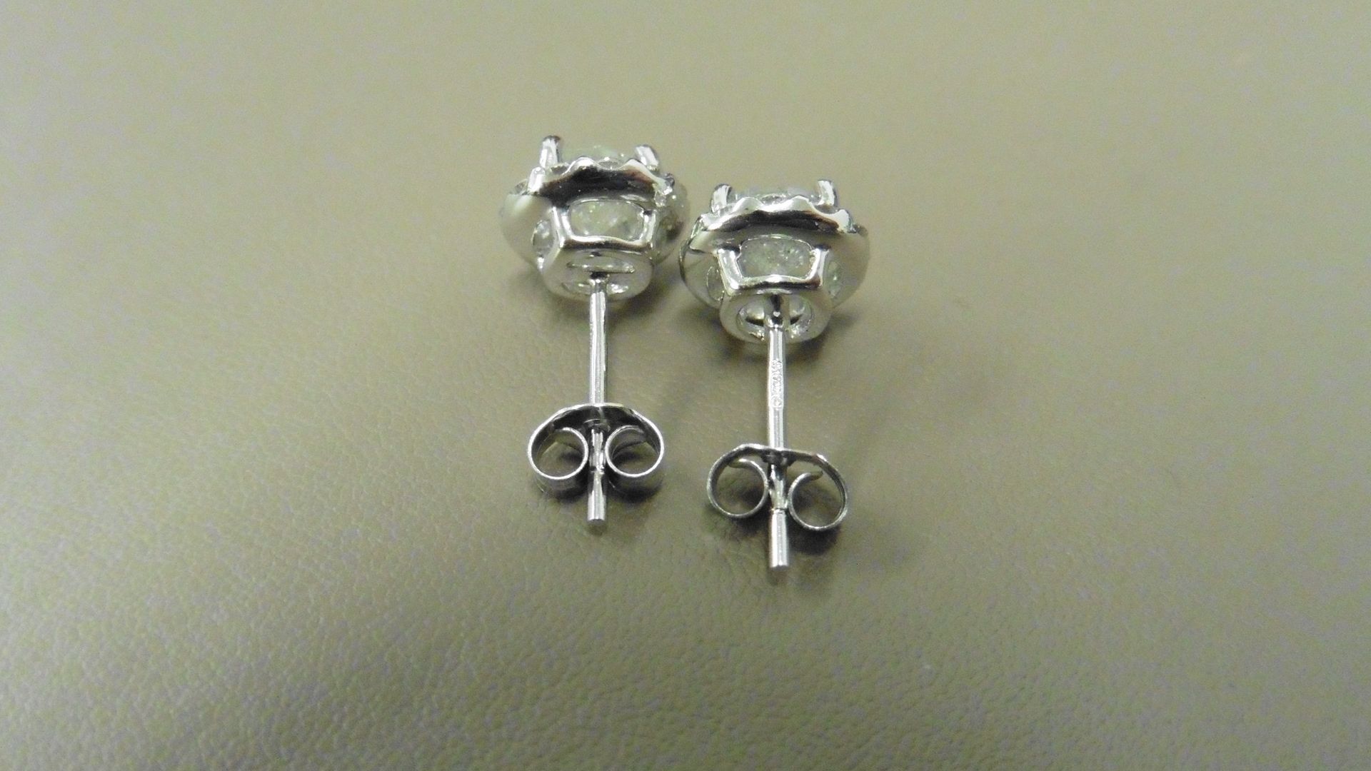 2.00ct Diamond set solitaire style earrings. Each set with 1ct brilliant cut diamond ( enhanced - Image 3 of 3