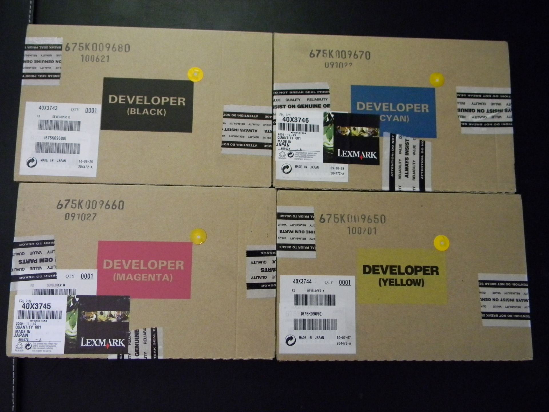 Complete Set Lexmark Developer (Black, Yellow, Magenta & Cyan)