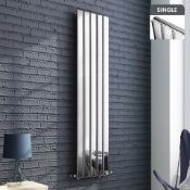 (M12) 1600x376mm Chrome Single Flat Panel Vertical Radiator RRP £355.99 Designer Touch Ultra-