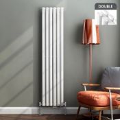 (M32) 1600x360mm Gloss White Double Oval Tube Vertical Radiator RRP £247.99 Designer Touch This