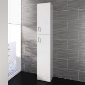 (M43) 1900x300mm Quartz Gloss White Tall Storage Cabinet - Floor Standing RRP £251.99 Contemporary