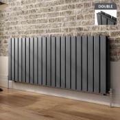 (M41) 600x1596mm Anthracite Double Flat Panel Horizontal Radiator RRP £674.99 Designer Touch Ultra-