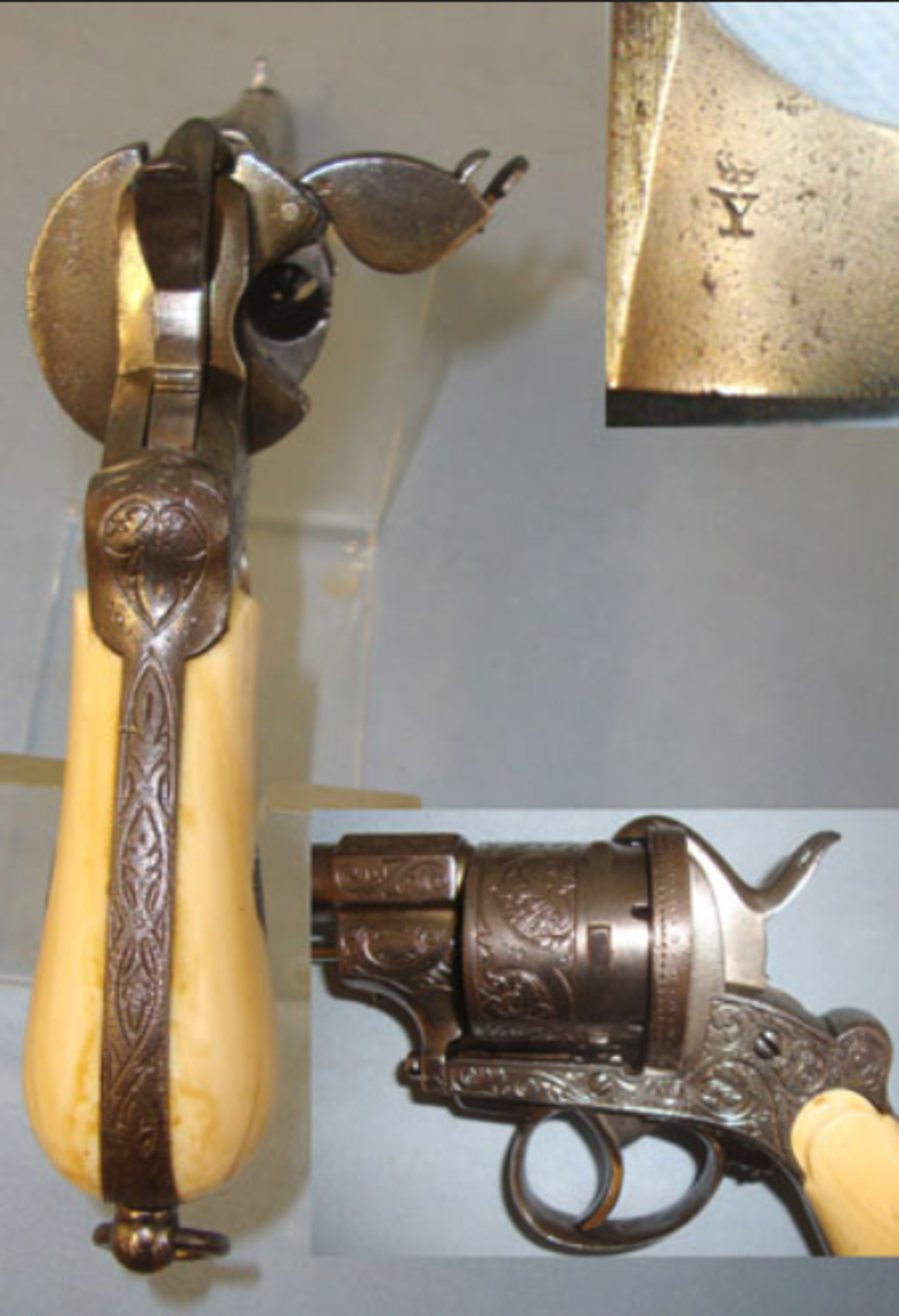 C1870, Continental Military 12mm Calibre Pinfire 6 Shot Revolver With Antique Grips - Image 3 of 3