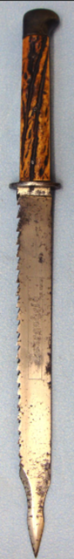 Very Rare WW1 German Presentation Trench Knife with 9" Sawback Blade & Flame Shaped Point - Image 3 of 3
