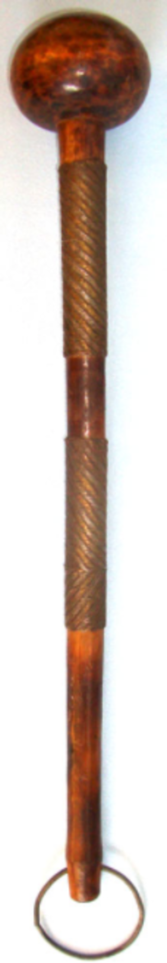 Victorian Hand Crafted African Zulu Warrior's Wire Bound Tropical Hard Wood Knobkerrie / War Club. - Image 2 of 3