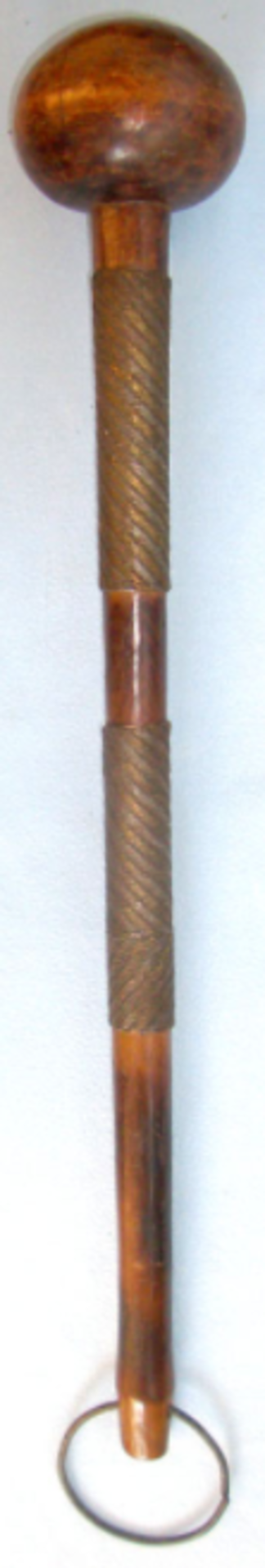 Victorian Hand Crafted African Zulu Warrior's Wire Bound Tropical Hard Wood Knobkerrie / War Club. - Image 3 of 3
