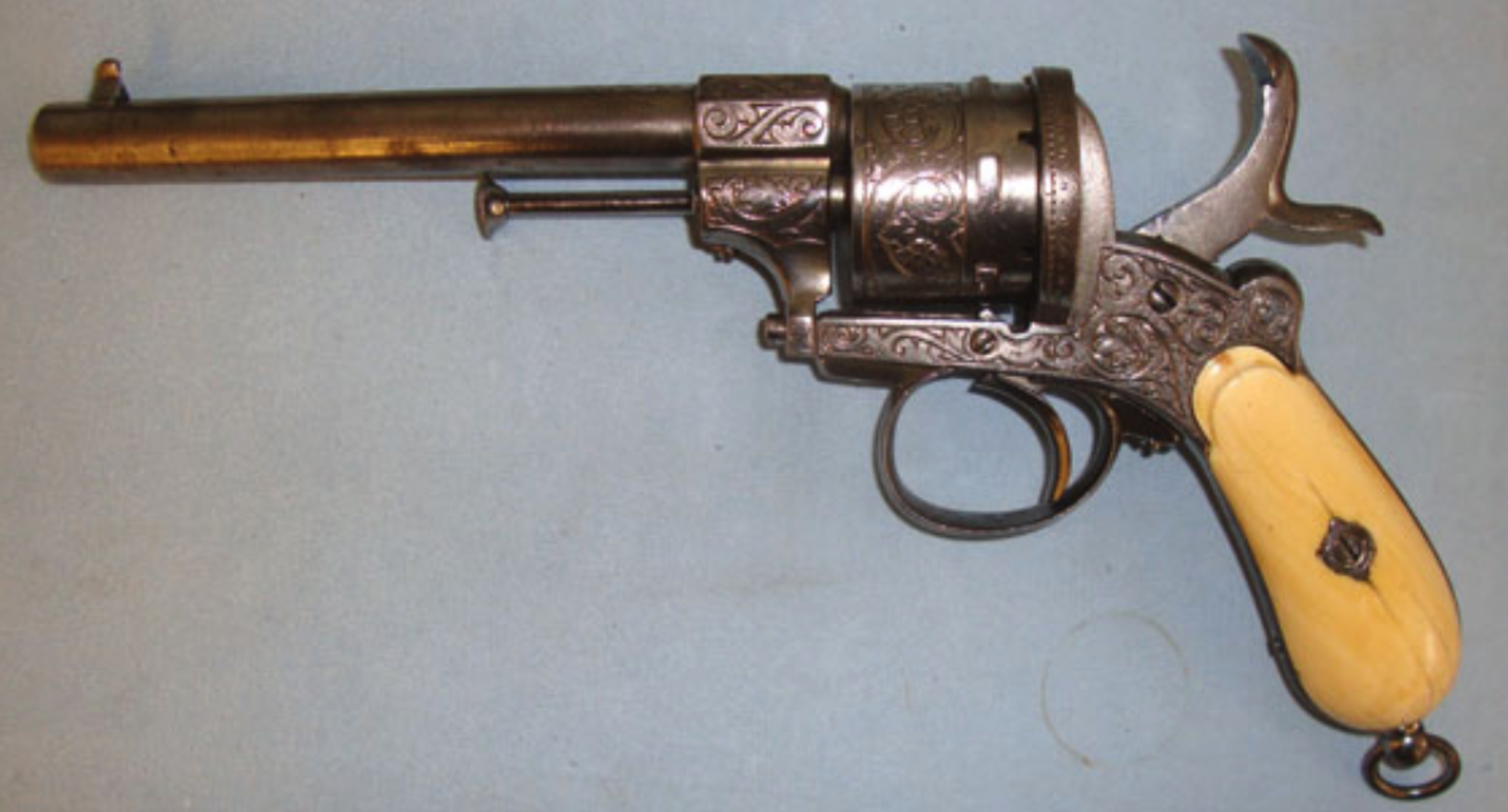 C1870, Continental Military 12mm Calibre Pinfire 6 Shot Revolver With Antique Grips - Image 2 of 3