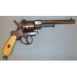 C1870, Continental Military 12mm Calibre Pinfire 6 Shot Revolver With Antique Grips