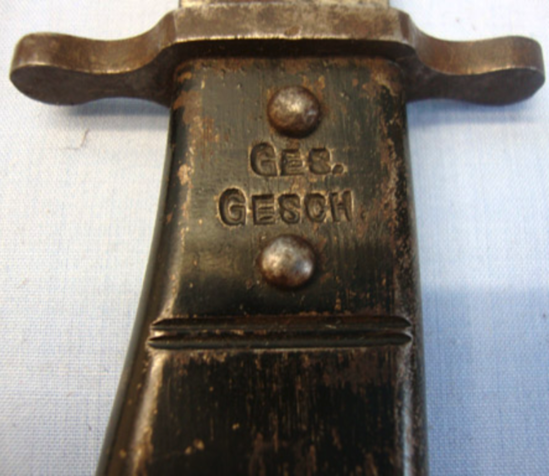 Unusual WW1 German Steel Hilted Trench Knife with Hilt Stamped 'GES Gesh' - Image 2 of 3