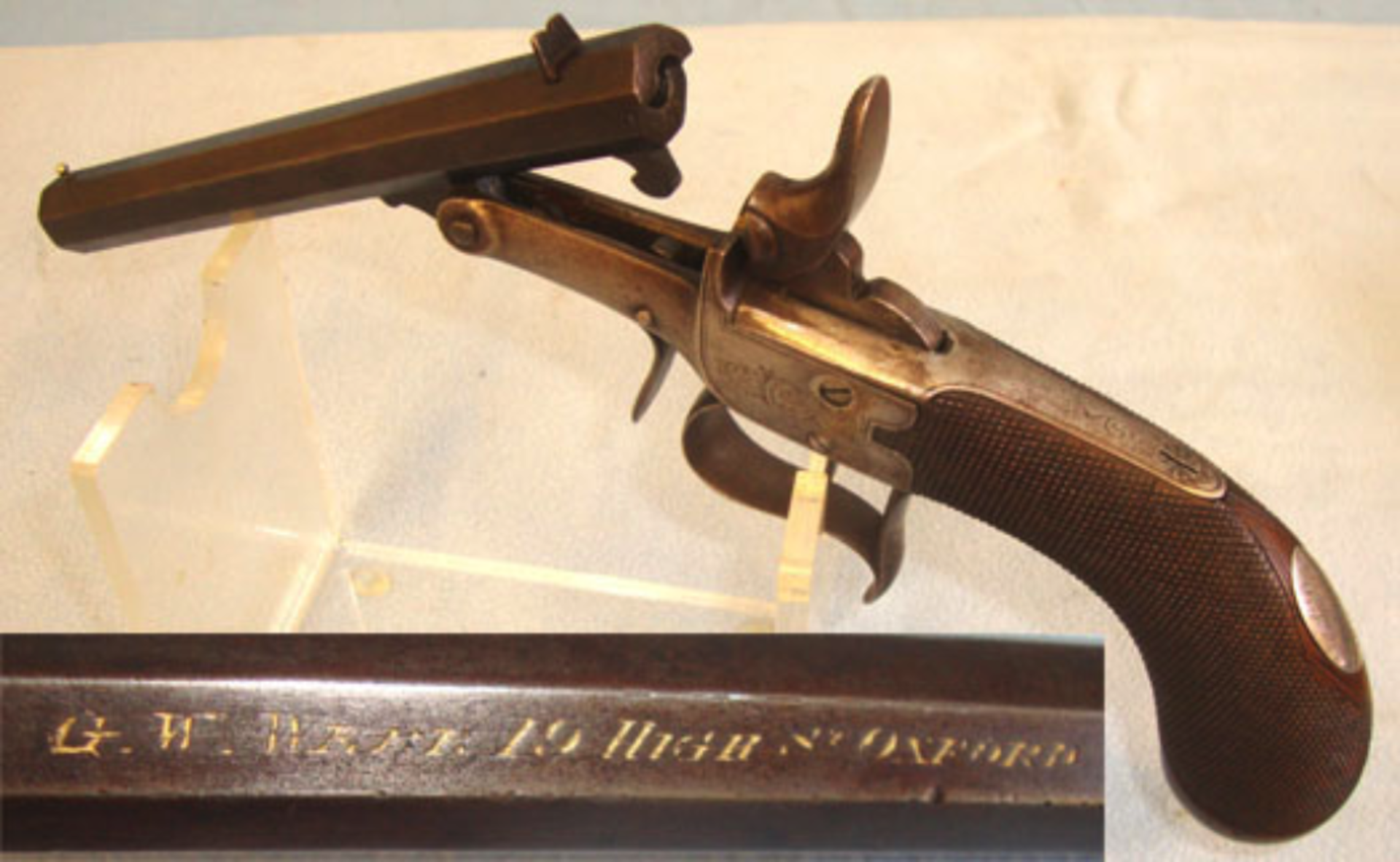 Victorian 1866 Queen's College Oxford University, Flobert .25 Rimfire Calibre Pistol - Image 2 of 3