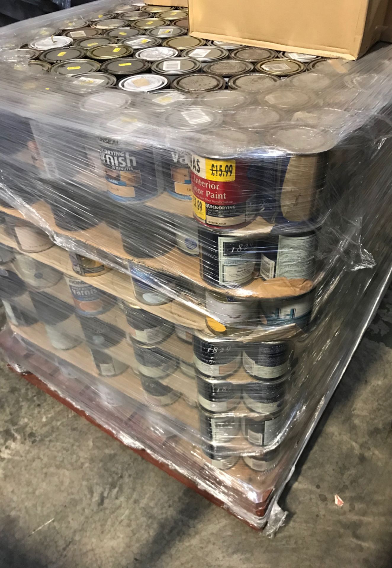 Pallet No- 76 - Approx 840 Tins Of 750mm Paint. Various Brands Inc. Ronseal & Dulex Suitable For - Image 3 of 5