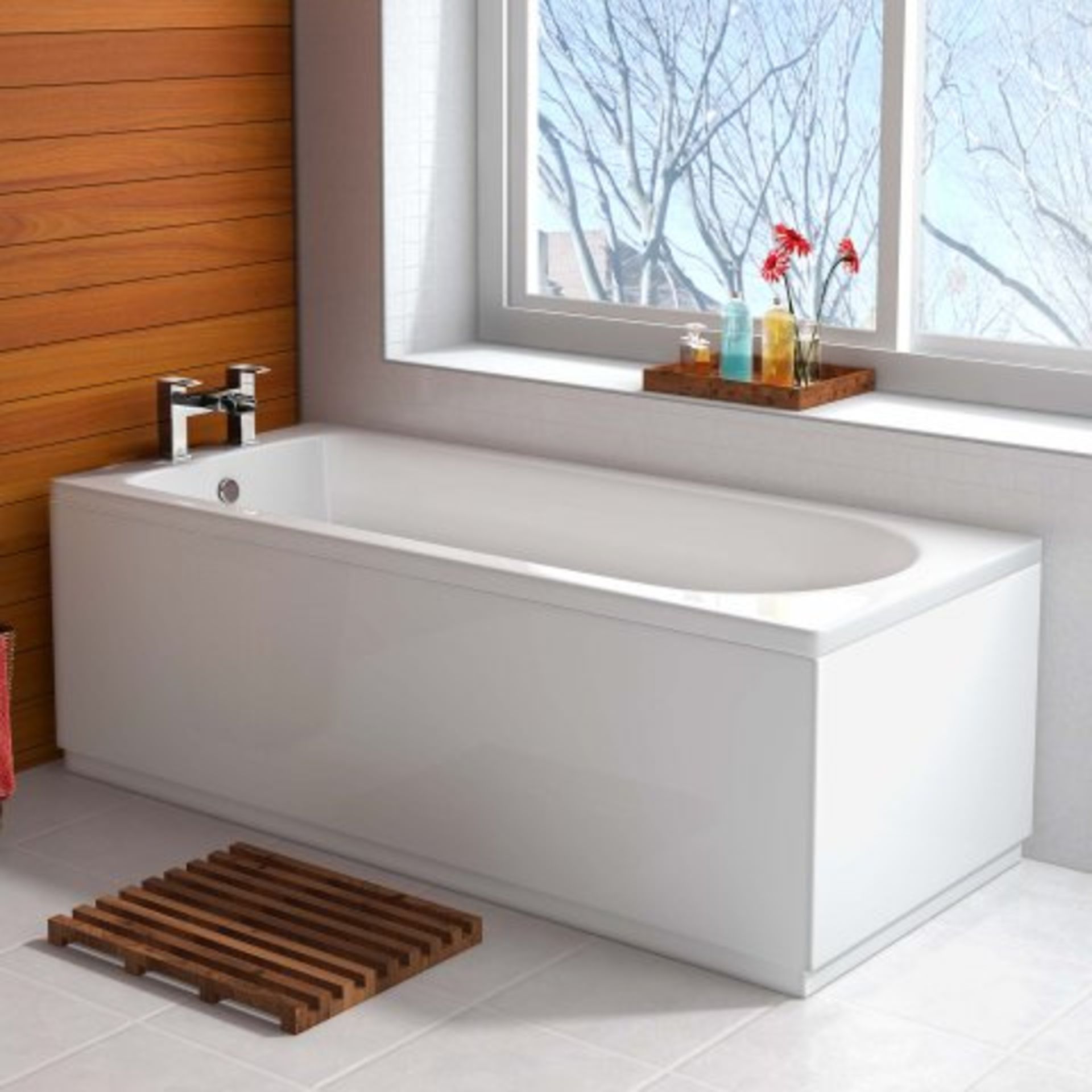 (P97) 1600x700x550mm Round Single Ended Bath. RRP £299.99. This brilliant white straight bath - Image 2 of 2