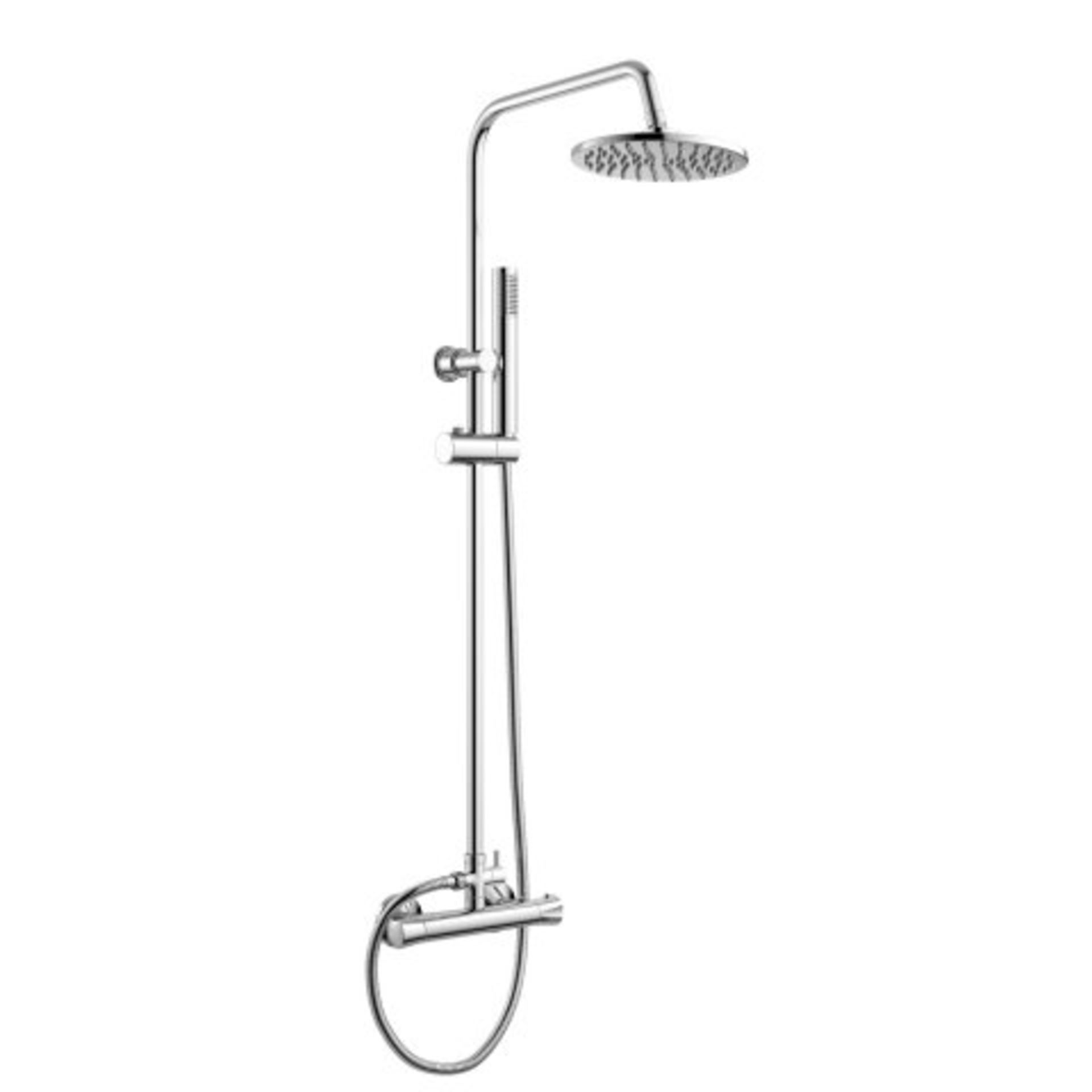 (P21) 200mm Round Head Thermostatic Exposed Shower Kit & Hand Held. RRP £249.99. Simplistic Style - Image 4 of 5