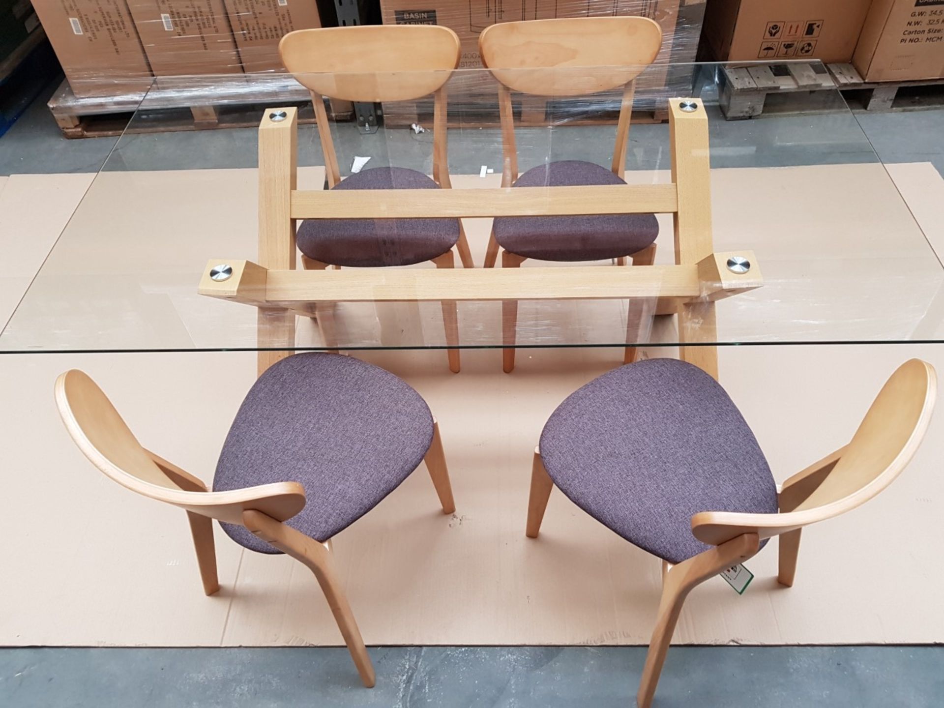 (J212) 5 Piece Oak Dining Table & Chair Set. RRP £899. Each Set Inlcudes: 4 x Oak Merrick Charcoal - Image 4 of 5