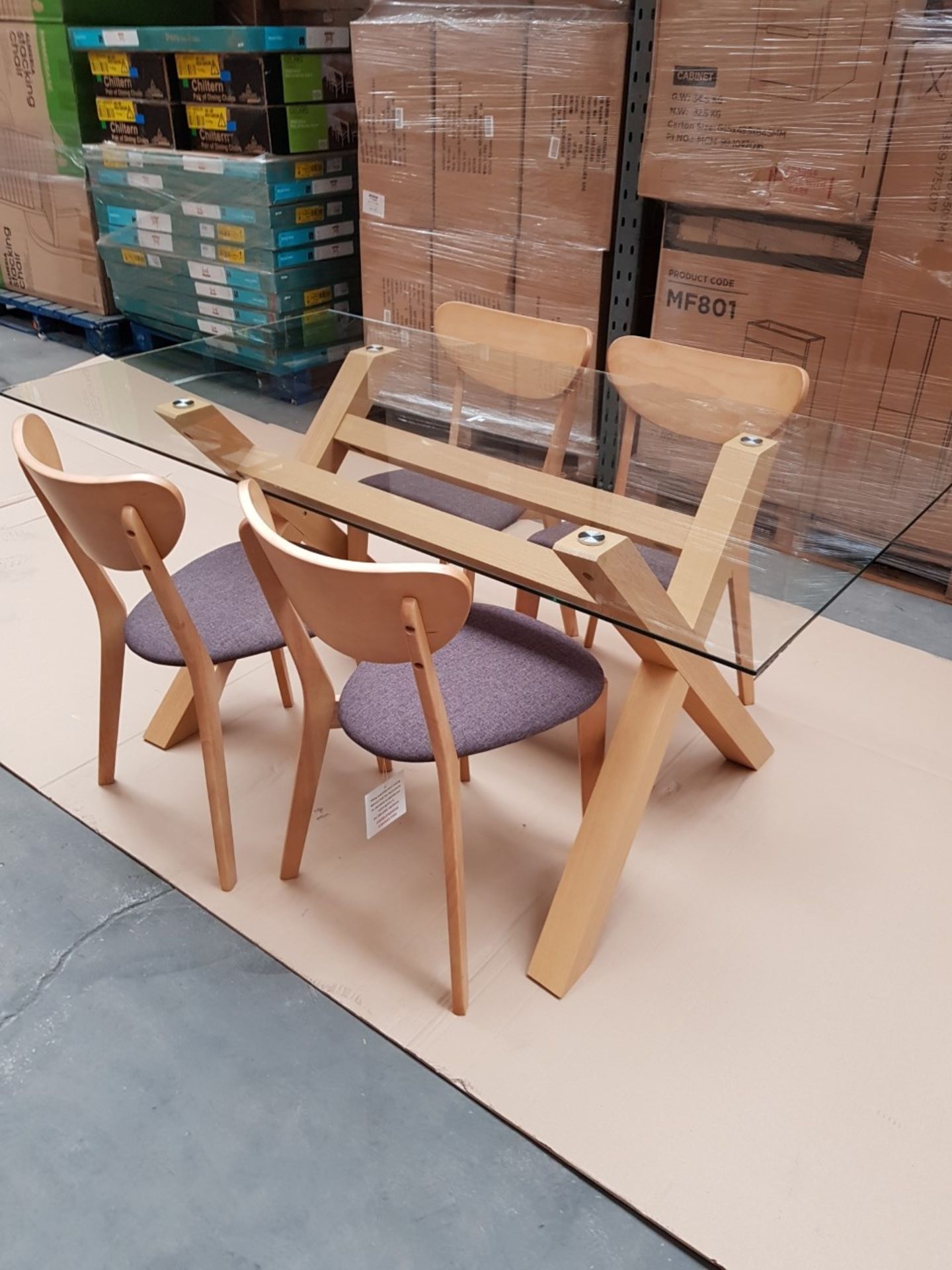 (J212) 5 Piece Oak Dining Table & Chair Set. RRP £899. Each Set Inlcudes: 4 x Oak Merrick Charcoal