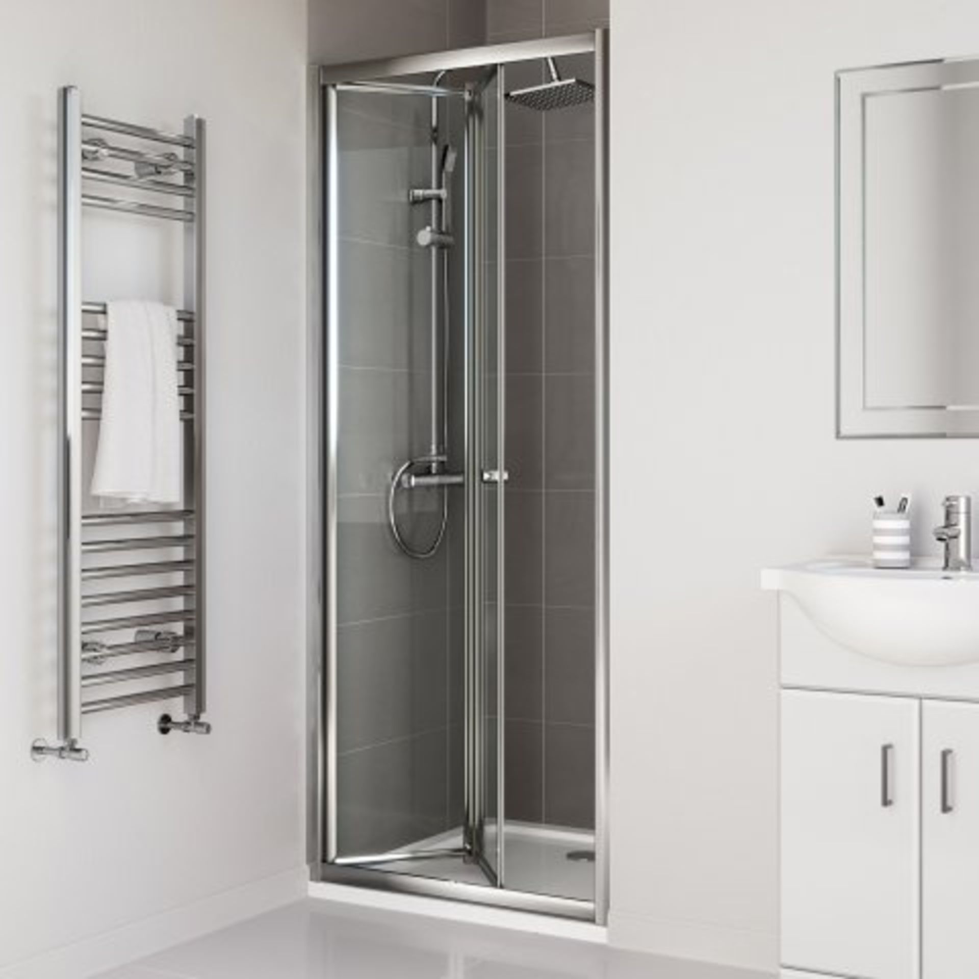 (N119) 900mm - Elements Bi Fold Shower Door. RRP £299.99. Budget Solution Our entry level range of - Image 2 of 3