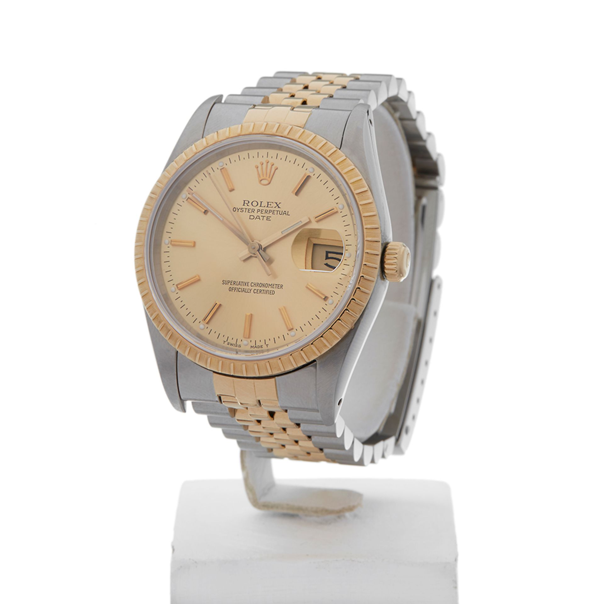 Oyster Perpetual Date 36mm Stainless Steel & 18k Yellow Gold 15233 - Image 3 of 8