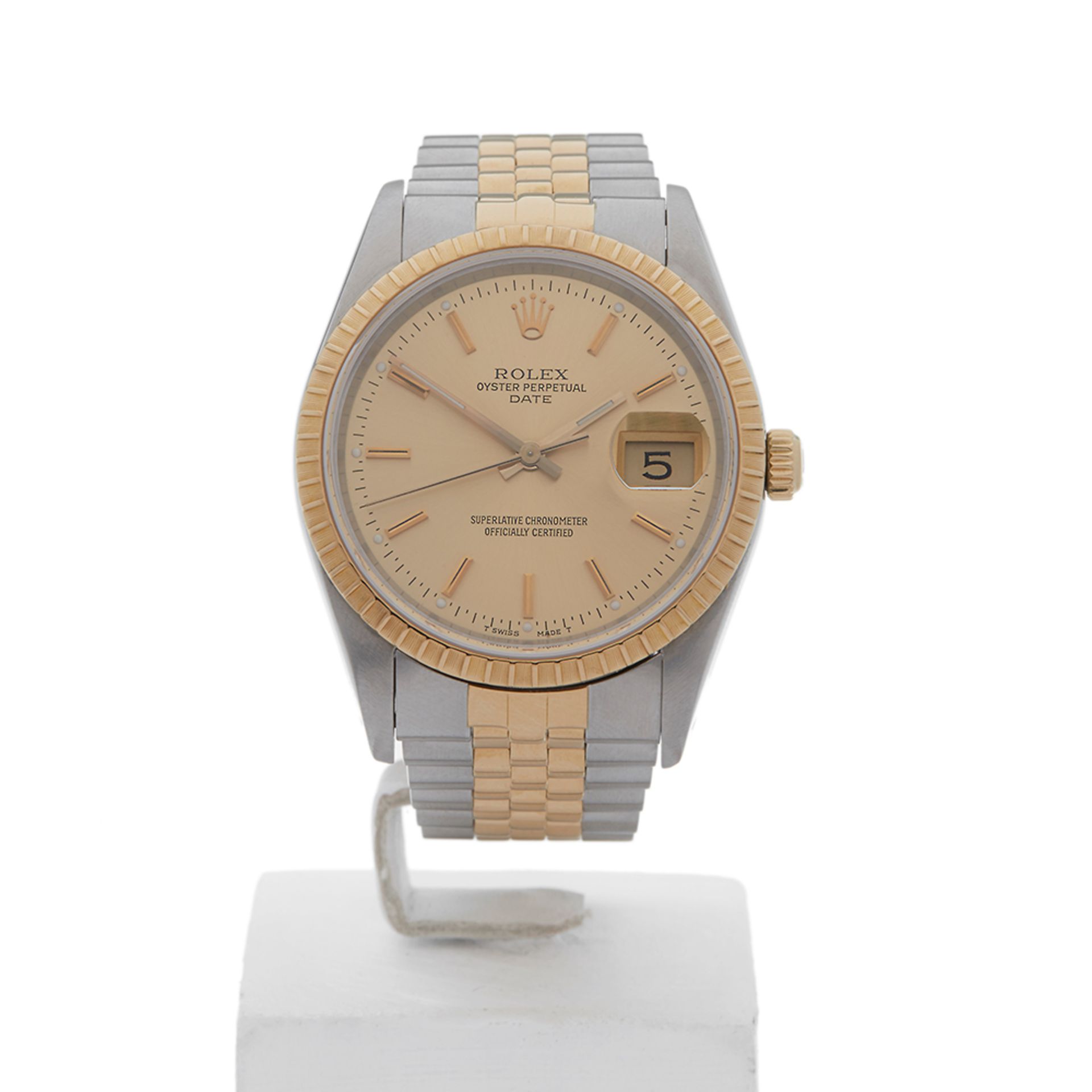 Oyster Perpetual Date 36mm Stainless Steel & 18k Yellow Gold 15233 - Image 2 of 8