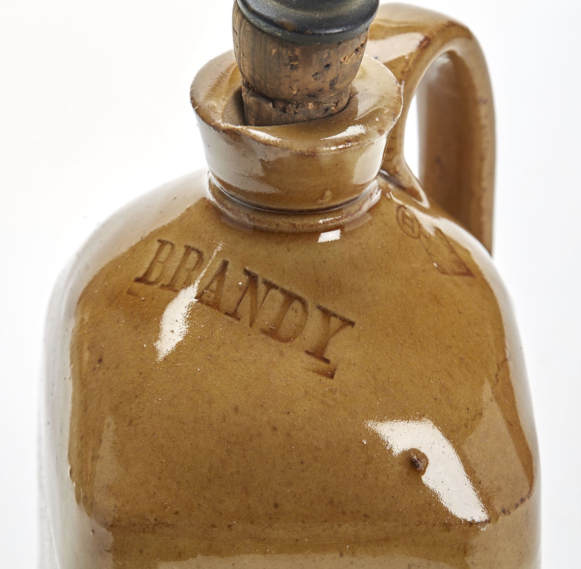 Antique Salt Glazed Spirit Flask Set In Basket C.1877 - Image 4 of 9