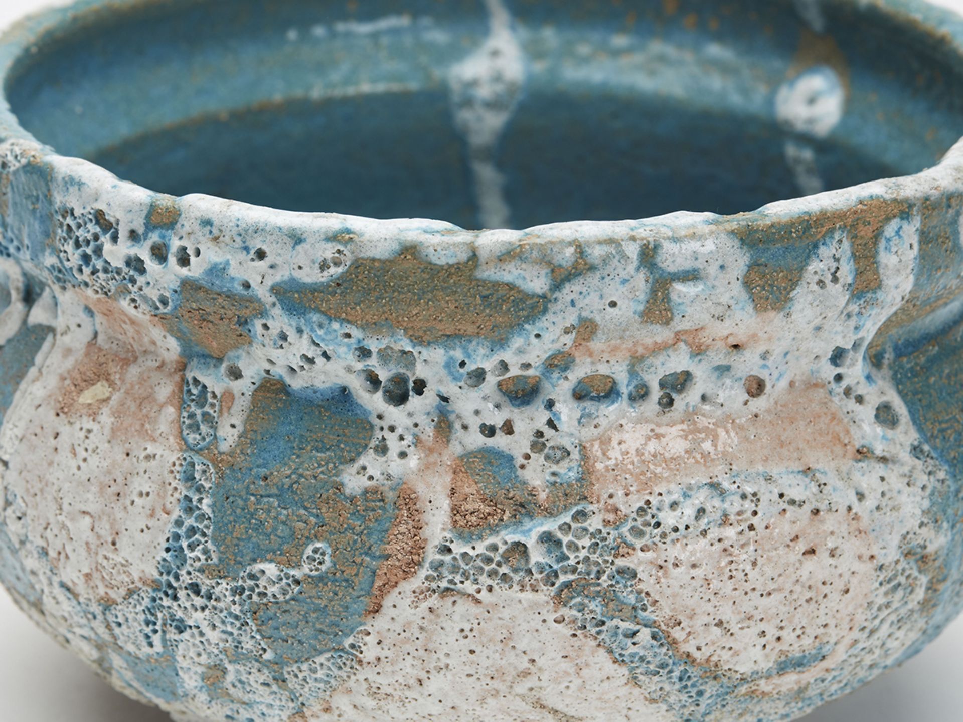 Lava Glazed Turquoise Studio Pottery Bowl Signed 20Th C. - Image 8 of 11