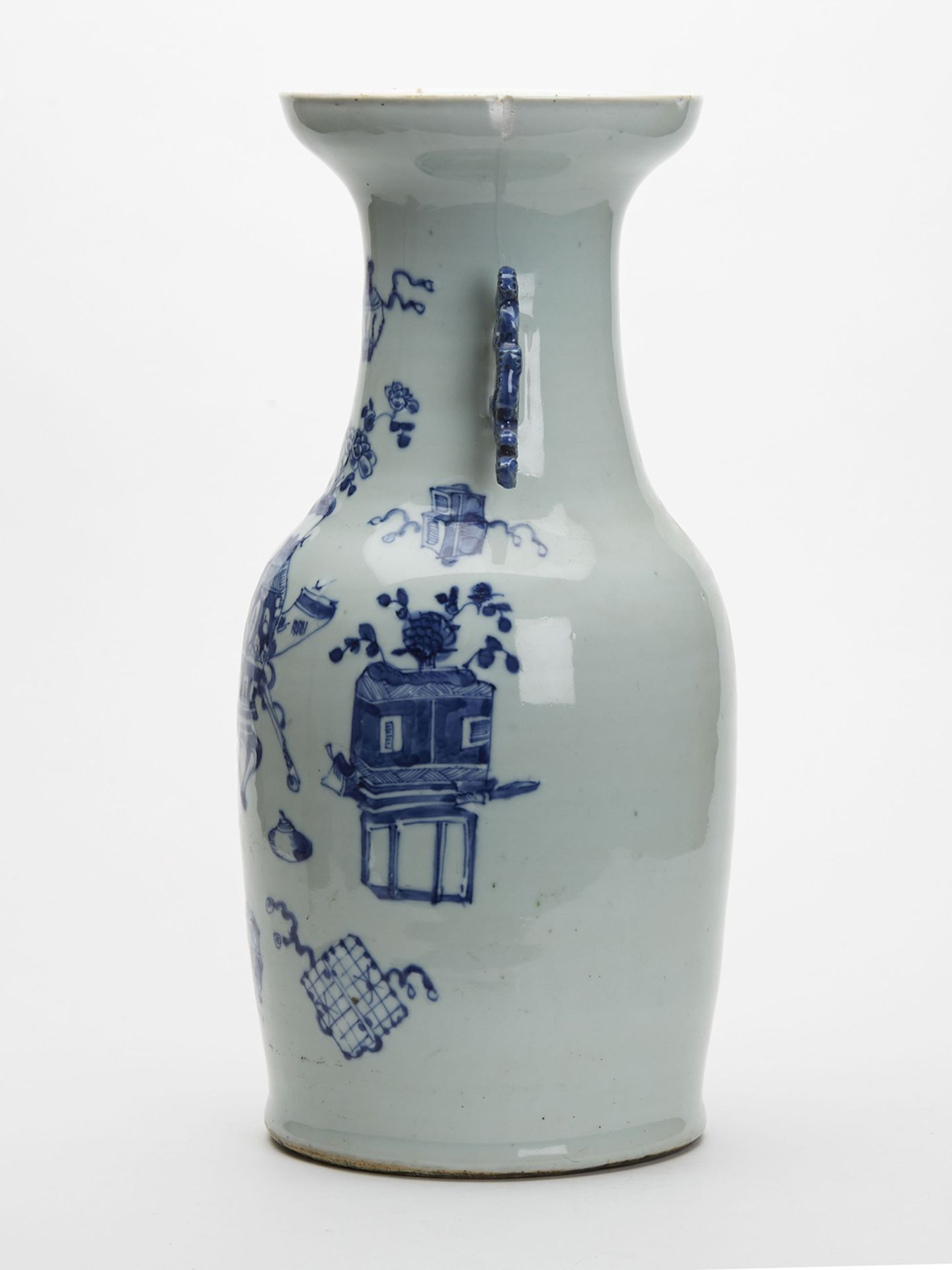 Large Antique Chinese Celadon Blue & White Vase 19Th C. - Image 4 of 9