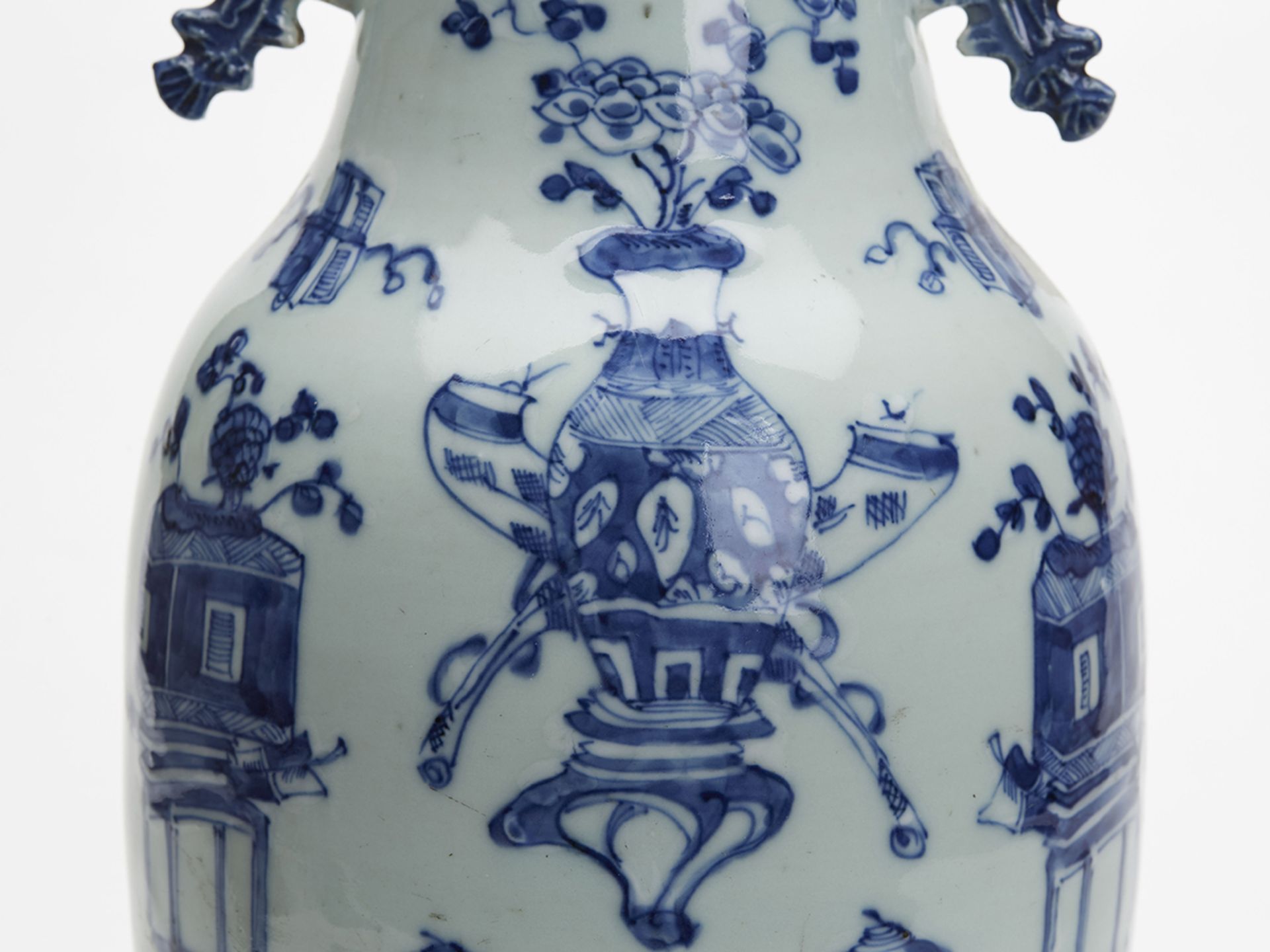 Large Antique Chinese Celadon Blue & White Vase 19Th C. - Image 7 of 9