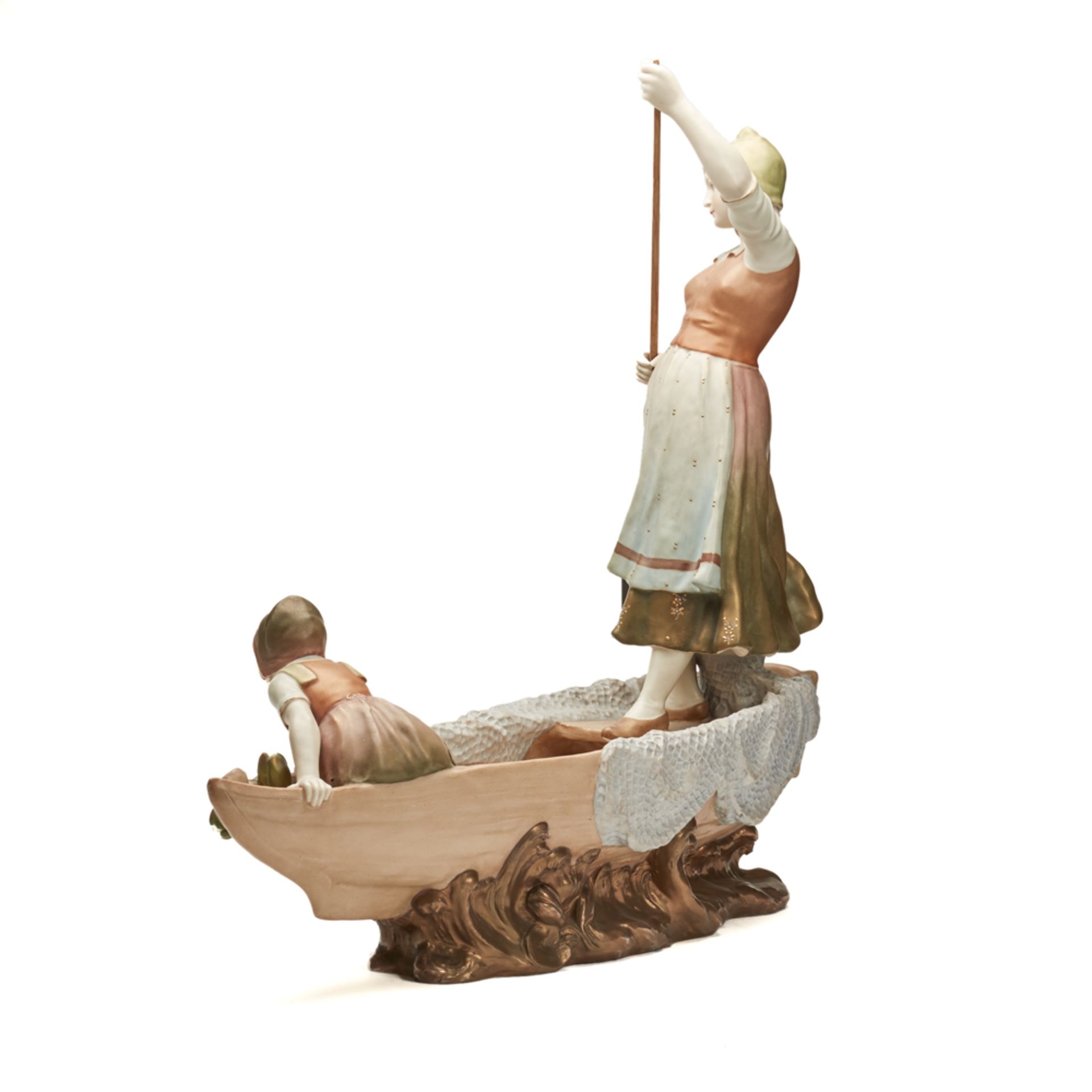 Large Antique Royal Vienna Mother & Child On Fishing Boat Figure C.1895 - Image 4 of 6