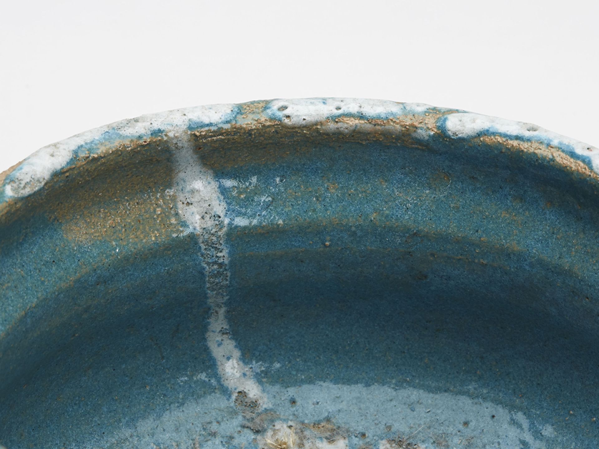 Lava Glazed Turquoise Studio Pottery Bowl Signed 20Th C. - Image 11 of 11
