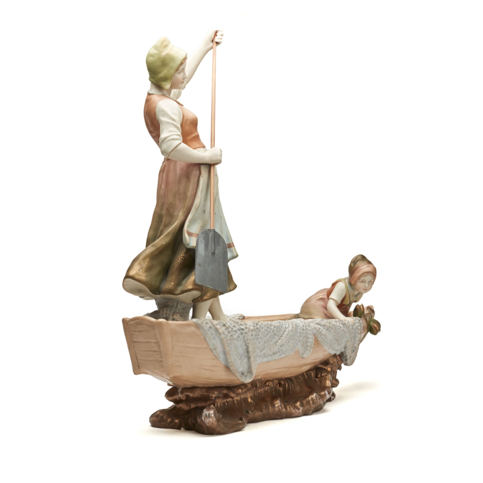 Large Antique Royal Vienna Mother & Child On Fishing Boat Figure C.1895 - Image 2 of 6