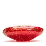 Vintage Murano Lips Red Glass Bowl Stefano Toso C.1970