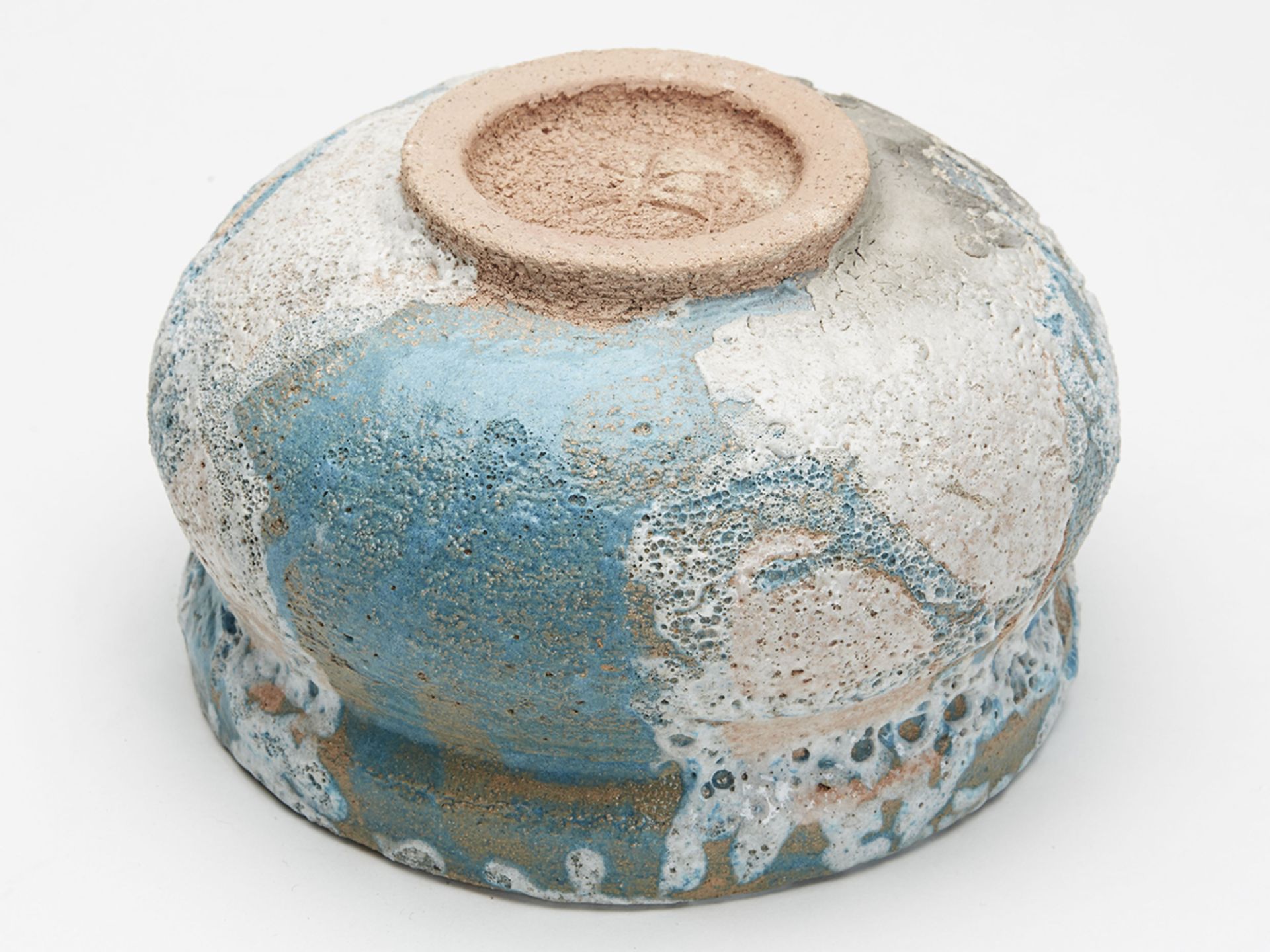 Lava Glazed Turquoise Studio Pottery Bowl Signed 20Th C. - Image 9 of 11