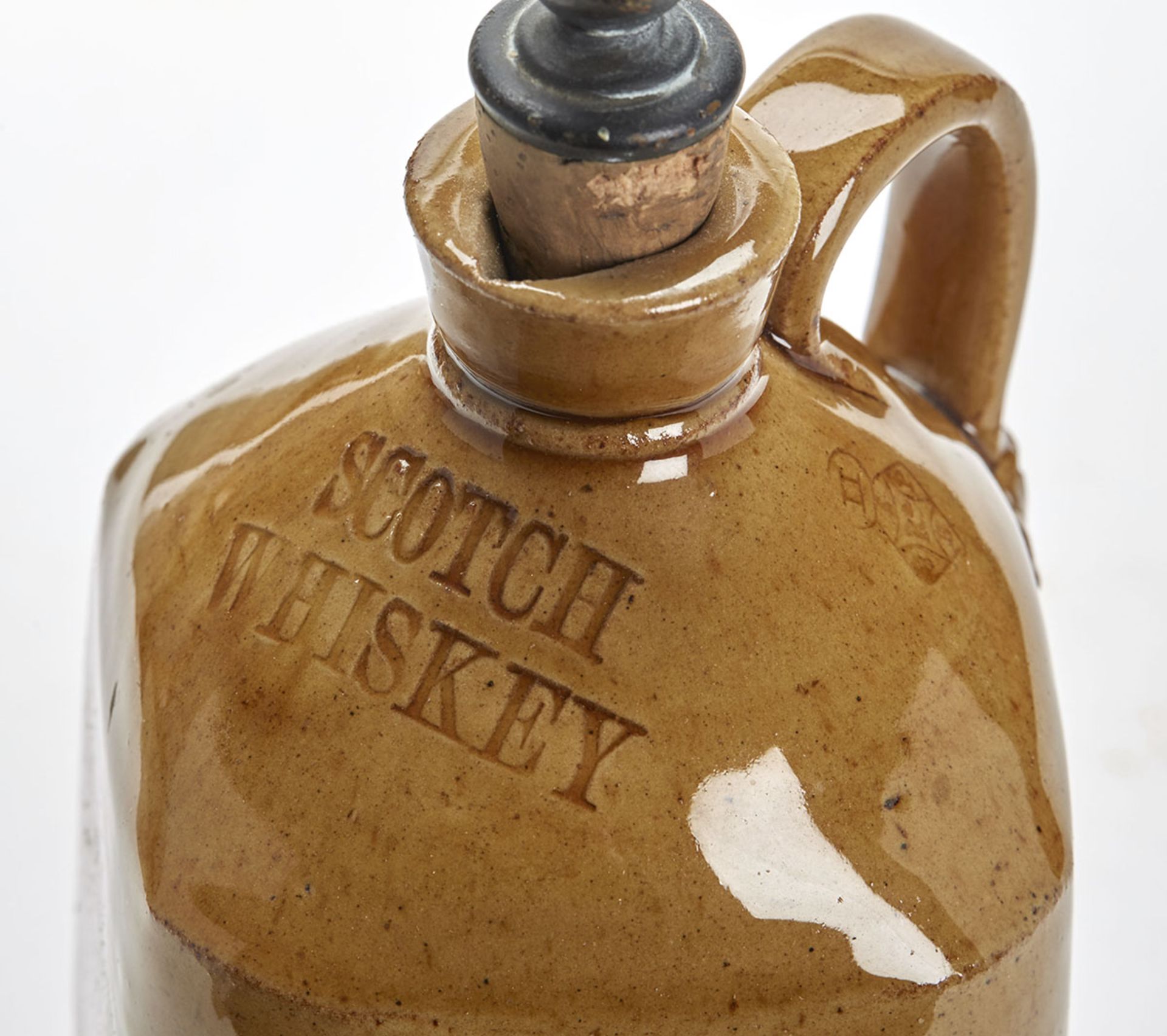 Antique Salt Glazed Spirit Flask Set In Basket C.1877 - Image 6 of 9