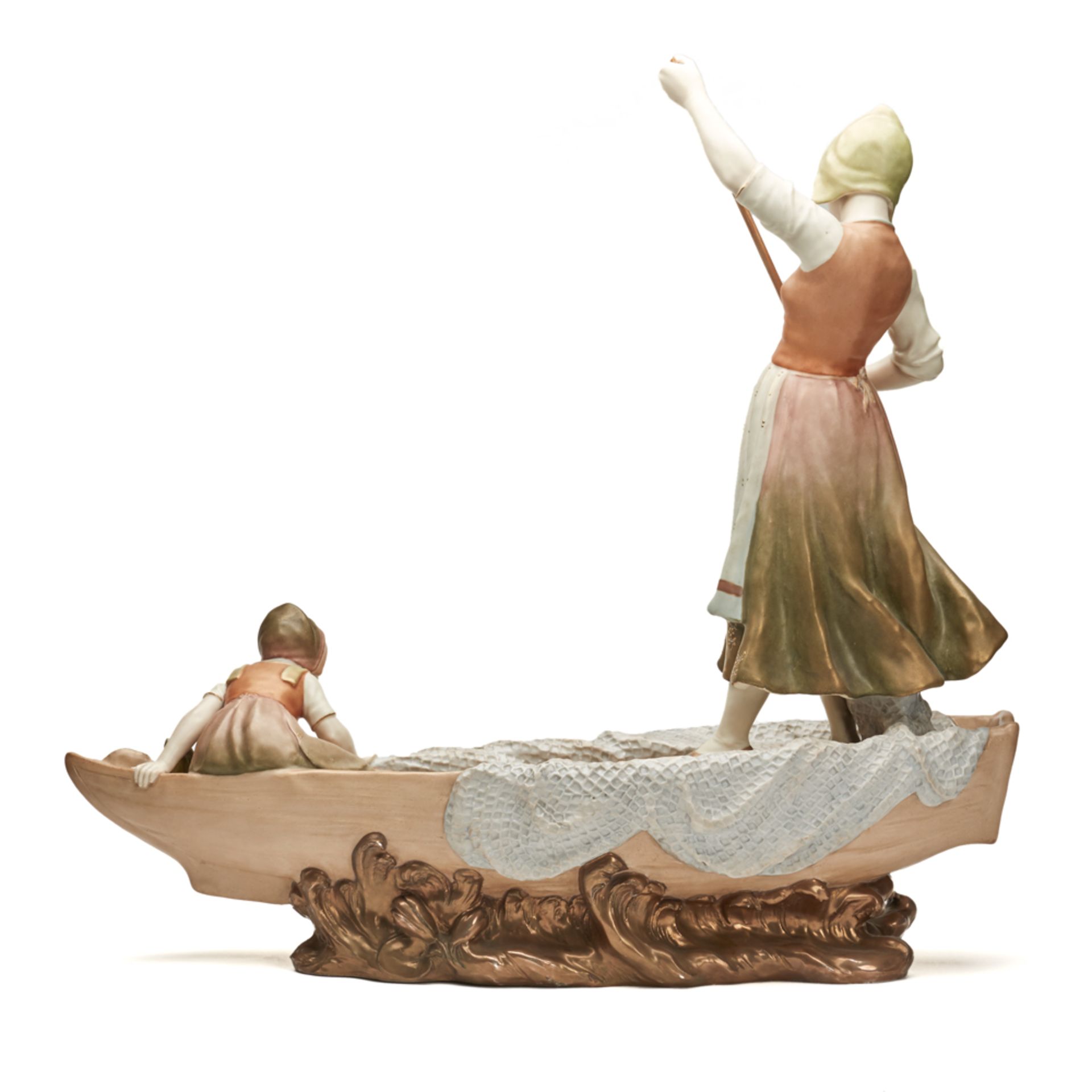 Large Antique Royal Vienna Mother & Child On Fishing Boat Figure C.1895 - Image 3 of 6