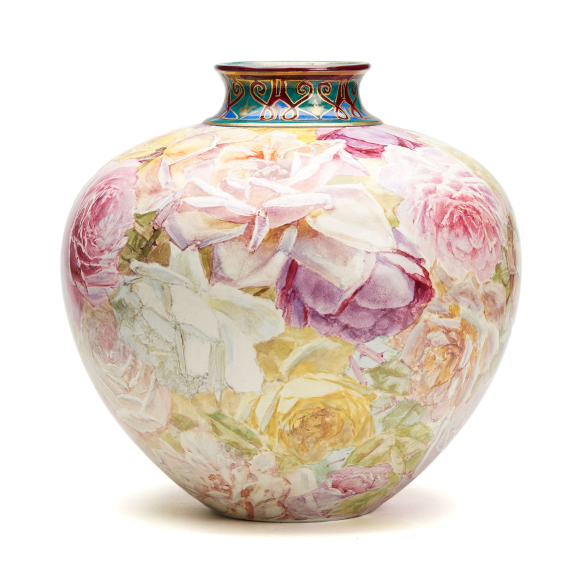 Clement Massier Rose Painted Vase Signed M Alexandy - Image 3 of 10