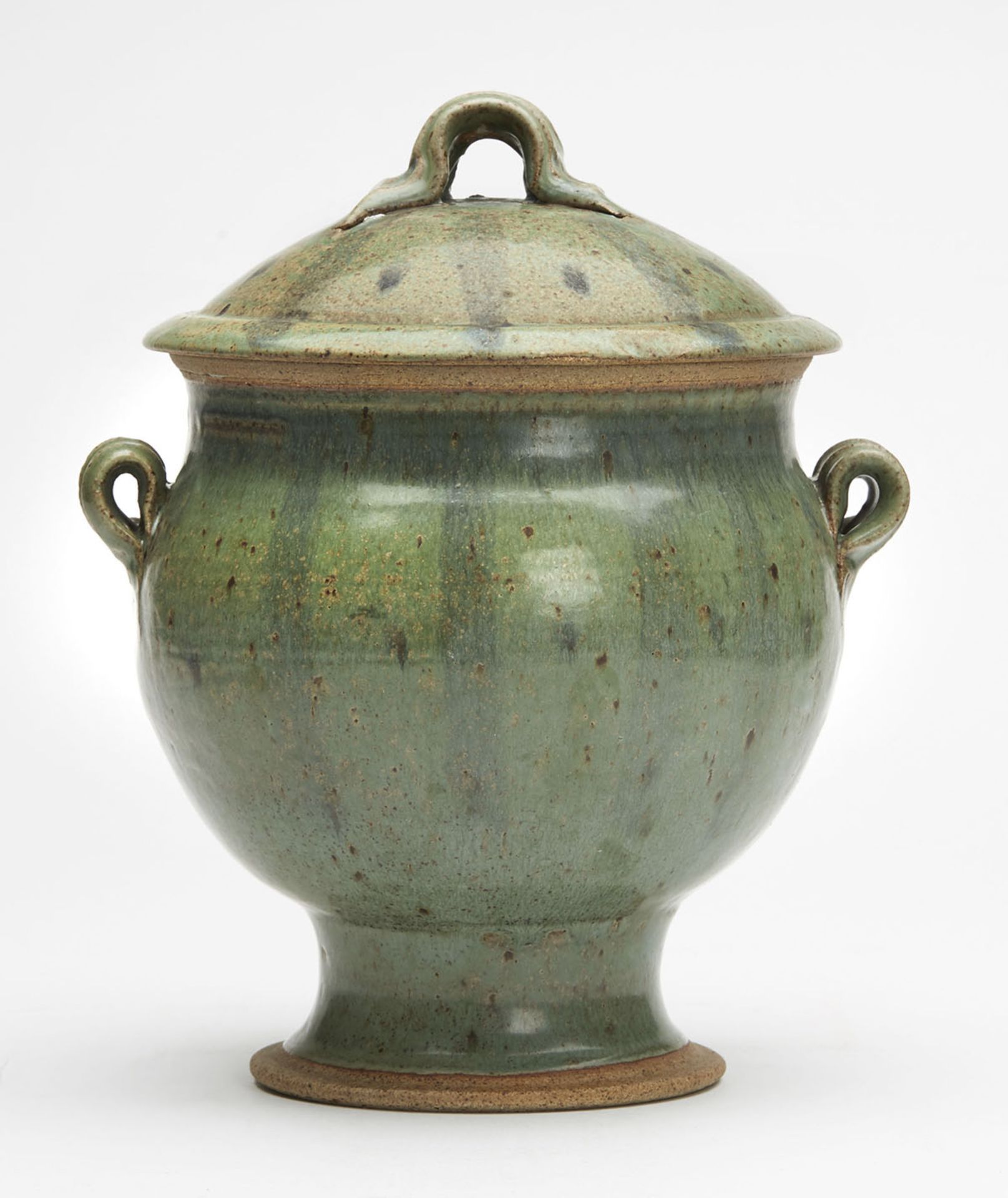 Vintage Studio Pottery Twin Handled Lidded Urn 20C - Image 3 of 9