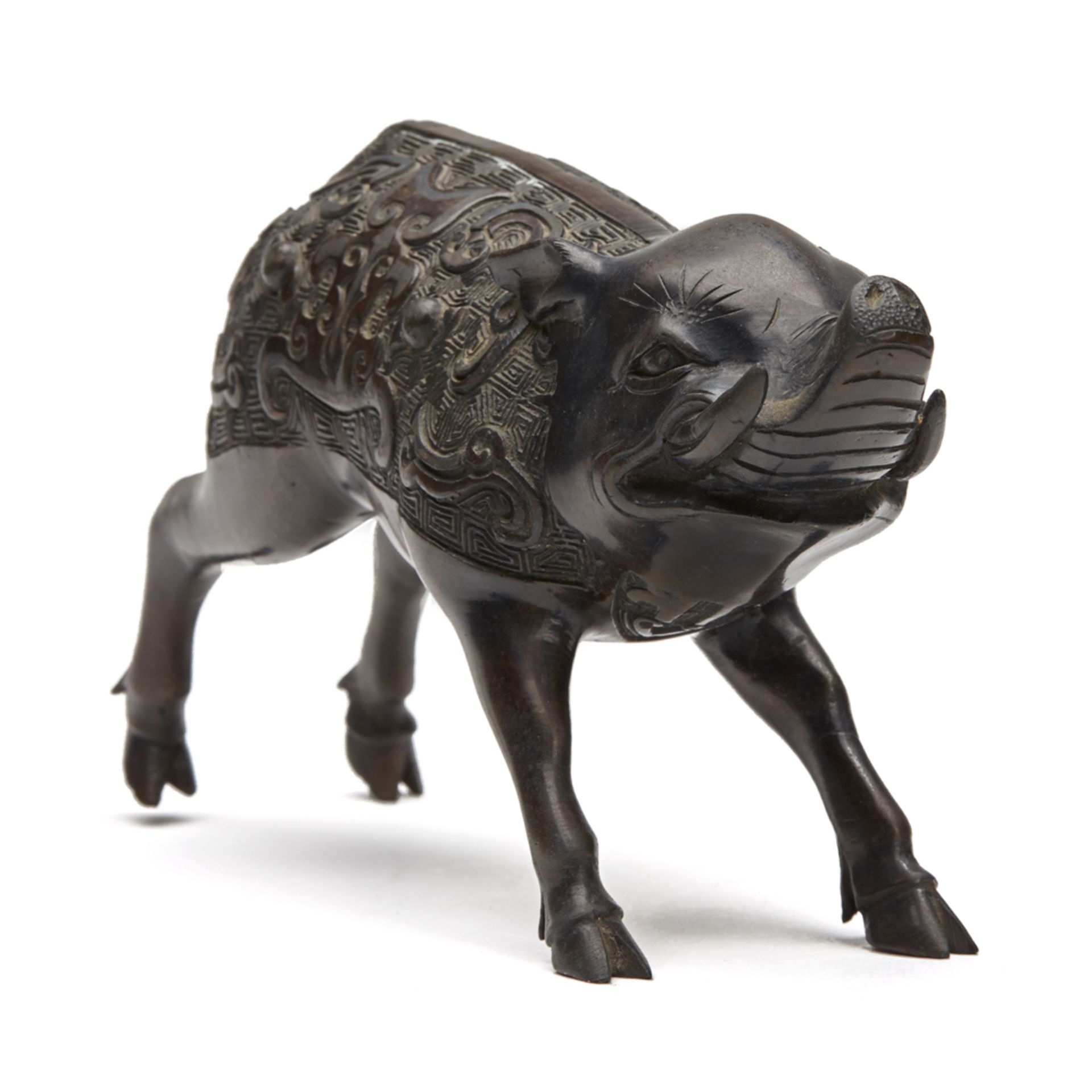 Japanese Meiji Bronze Wild Boar Figure 19Th C.