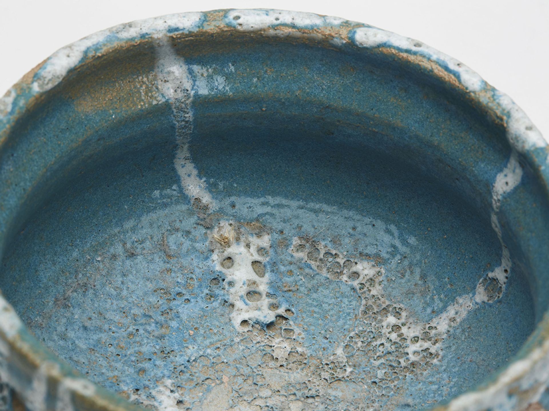 Lava Glazed Turquoise Studio Pottery Bowl Signed 20Th C. - Image 4 of 11