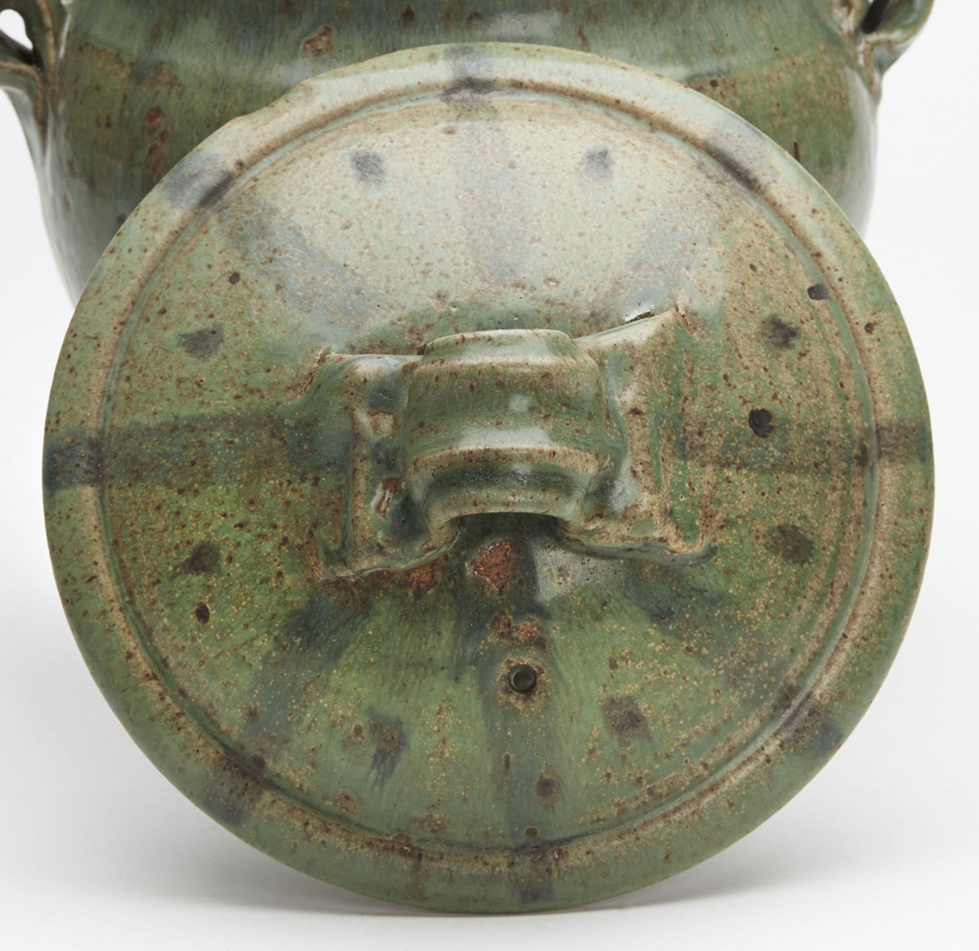 Vintage Studio Pottery Twin Handled Lidded Urn 20C - Image 6 of 9
