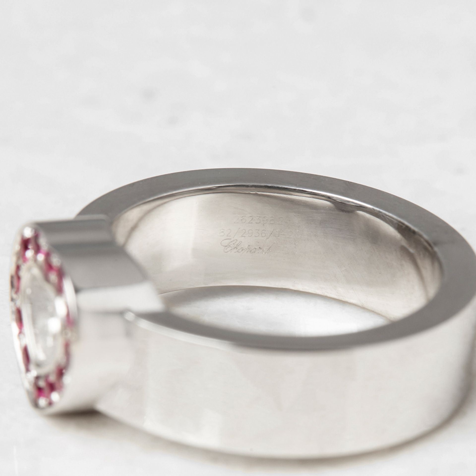 Chopard 18k White Gold Happy Diamonds Ruby Ring - Image 7 of 7