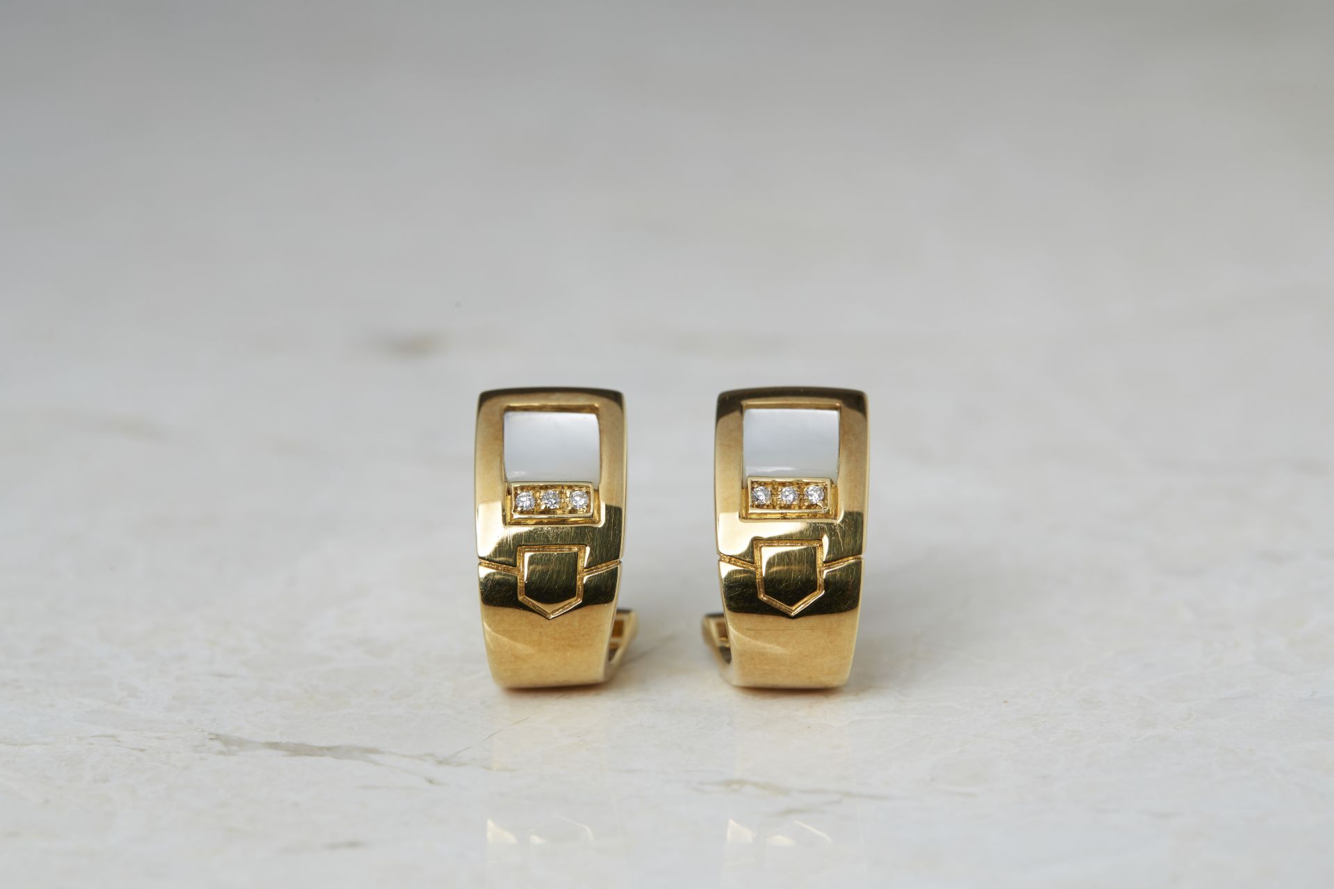 Audemars Piguet 18k Yellow Gold Mabe Pearl & Diamond Earrings - Image 2 of 13